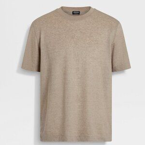 Zegna Light Taupe Oasi Lino T-shirt Size 50